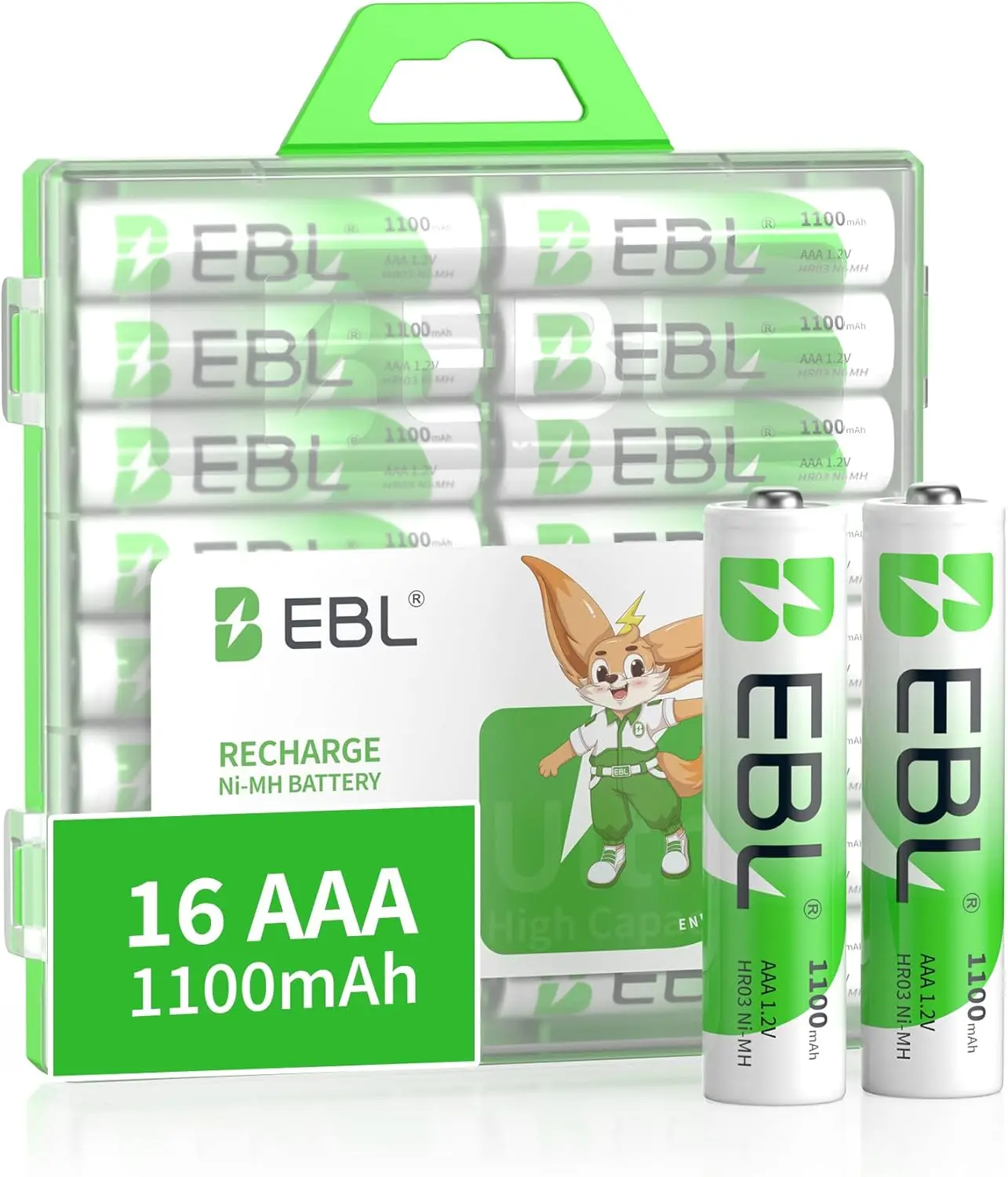 EBL Rechargeable AAA Batteries 16-Count