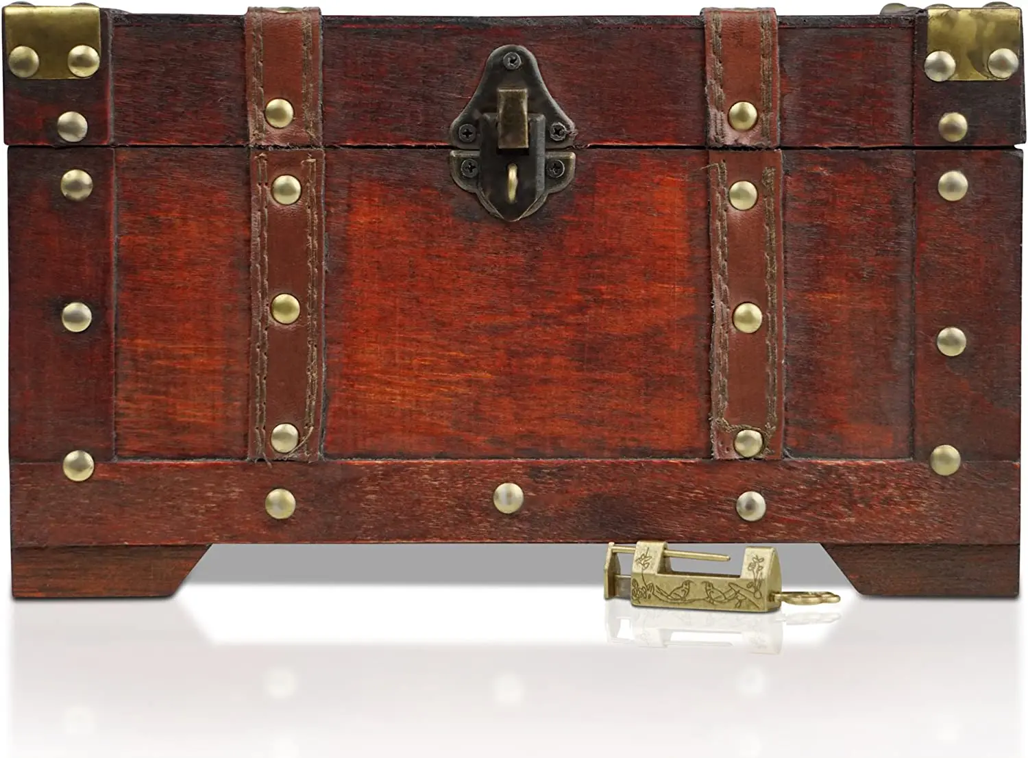 Pirate Treasure Chest Storage Box Miami 11x6.7x6.3 Durable Wooden Treasure Chest With Lock