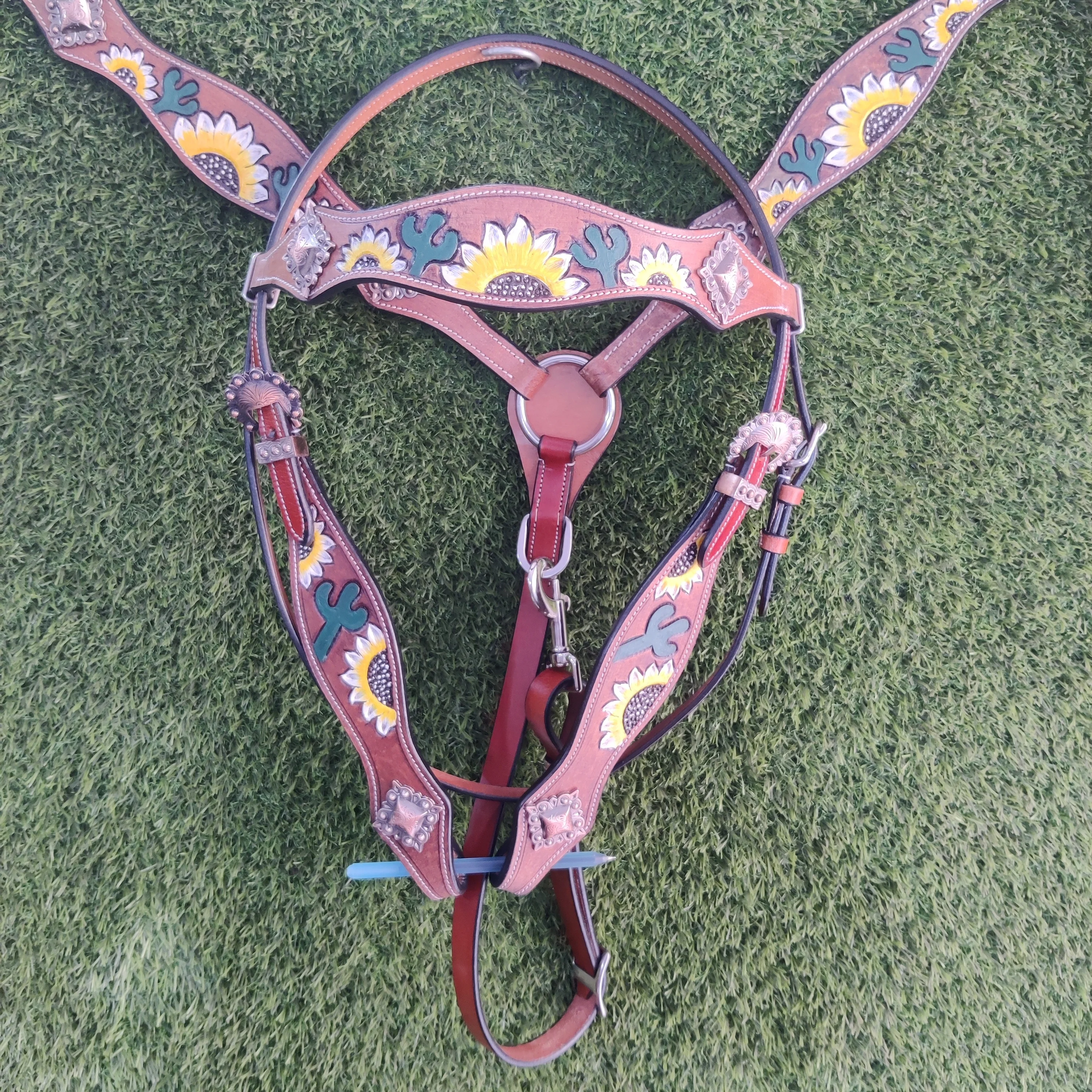 Luxury Horse Show Headstall Western Origin Metal Plated Head Gear