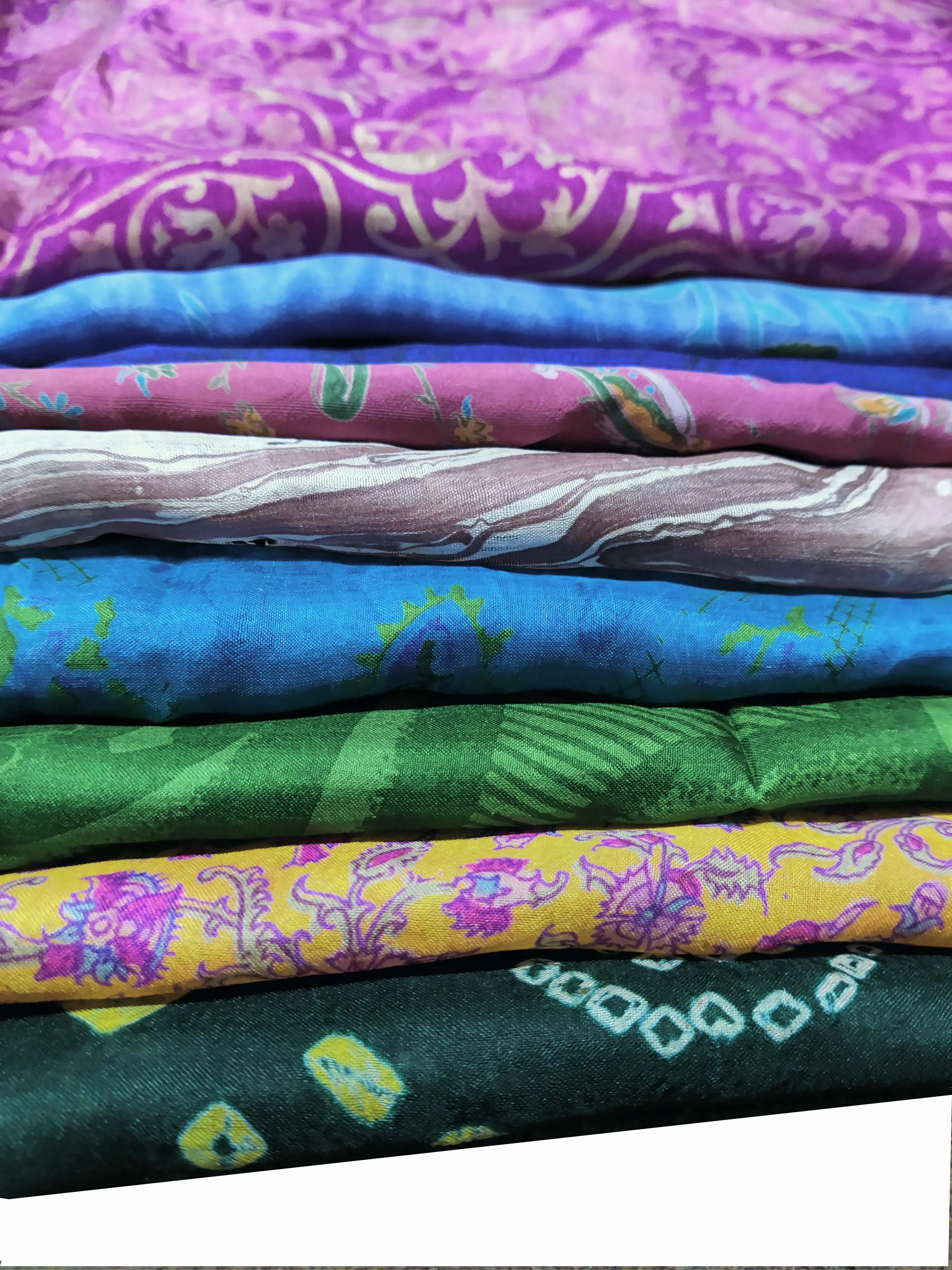 100 Silk Saree Floral Printed Fabric Dress Making Assorted Fabric