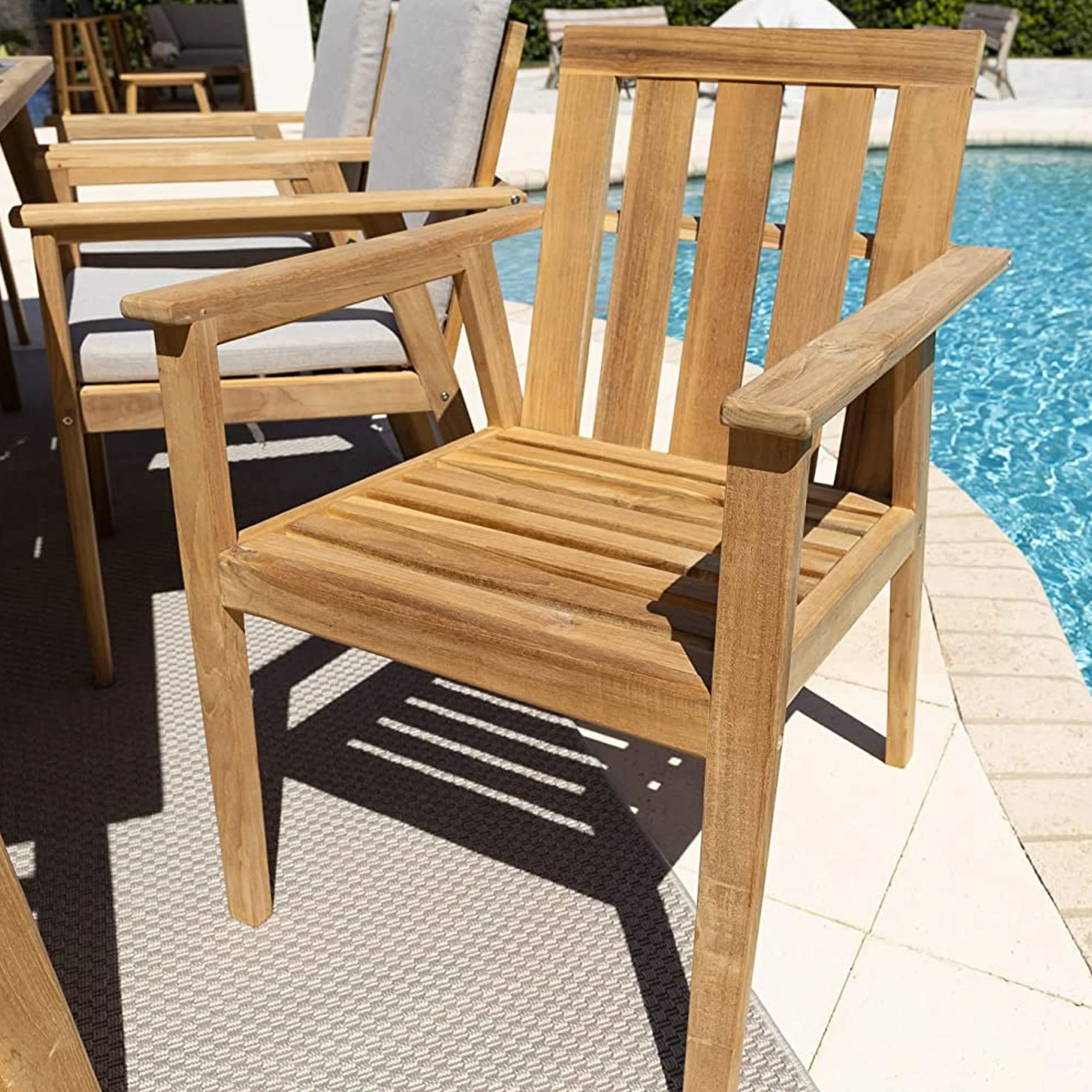 Teak Wood Outdoor Patio Furniture Dining Set Table And 8 Chairs bonie