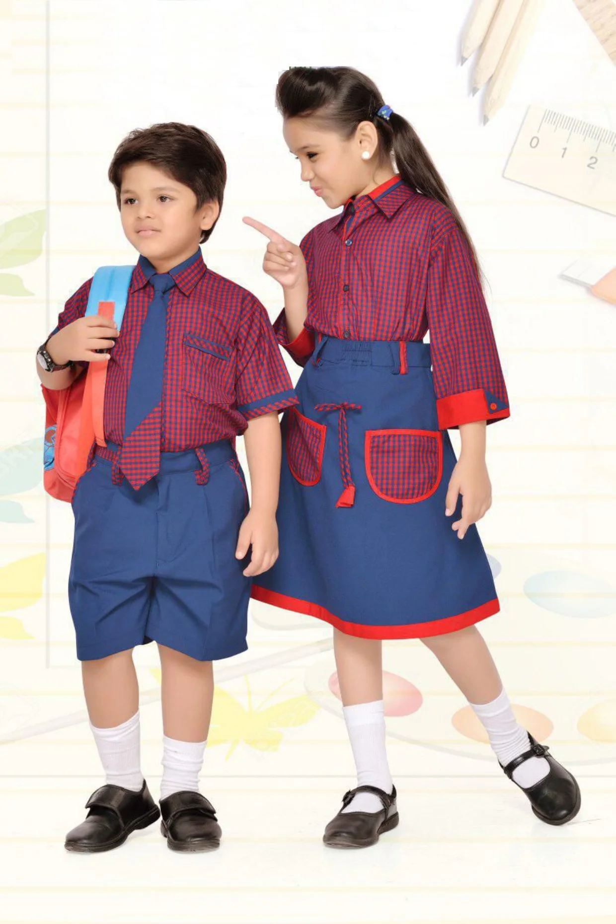 Super Sell 2023 Top Grade Fabric Made Printed Girls School Uniform Dress With Customized Size