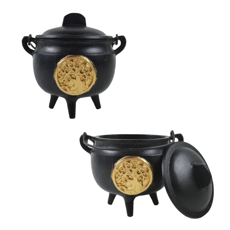 Cauldron Golden Finishing Tree Of Life Cast Iron With Lid And Handle ...