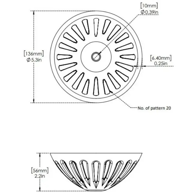 Aluminum Dome Basket Strainer Kitchen Sink Drain Cover For 12" Floor