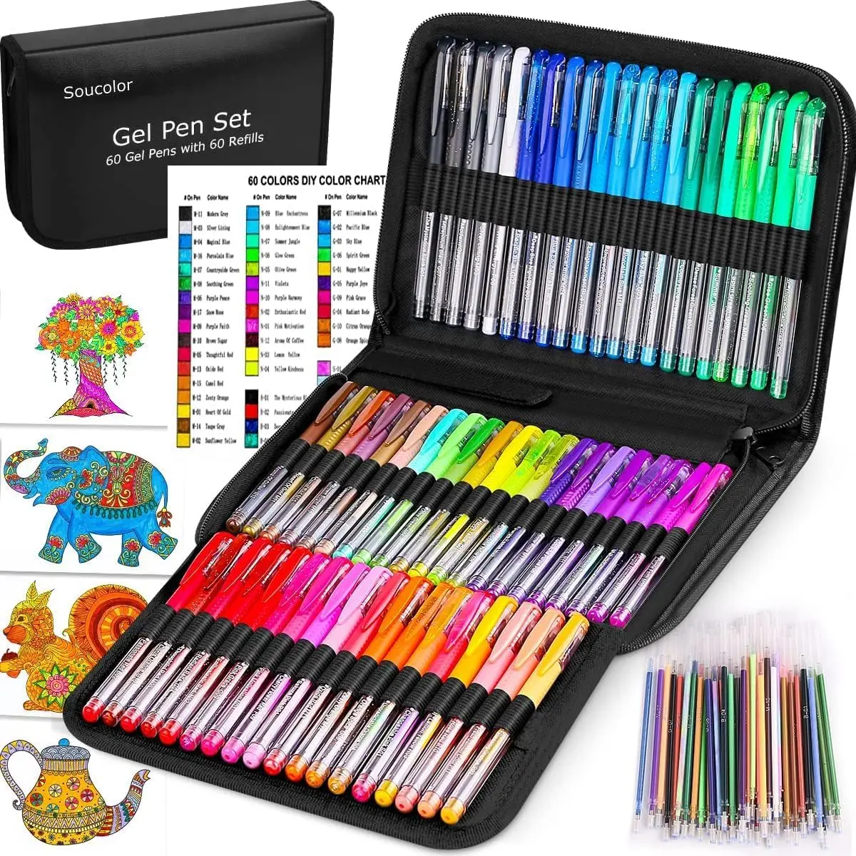 Soucolor Gel Pens Deluxe 120 Pack