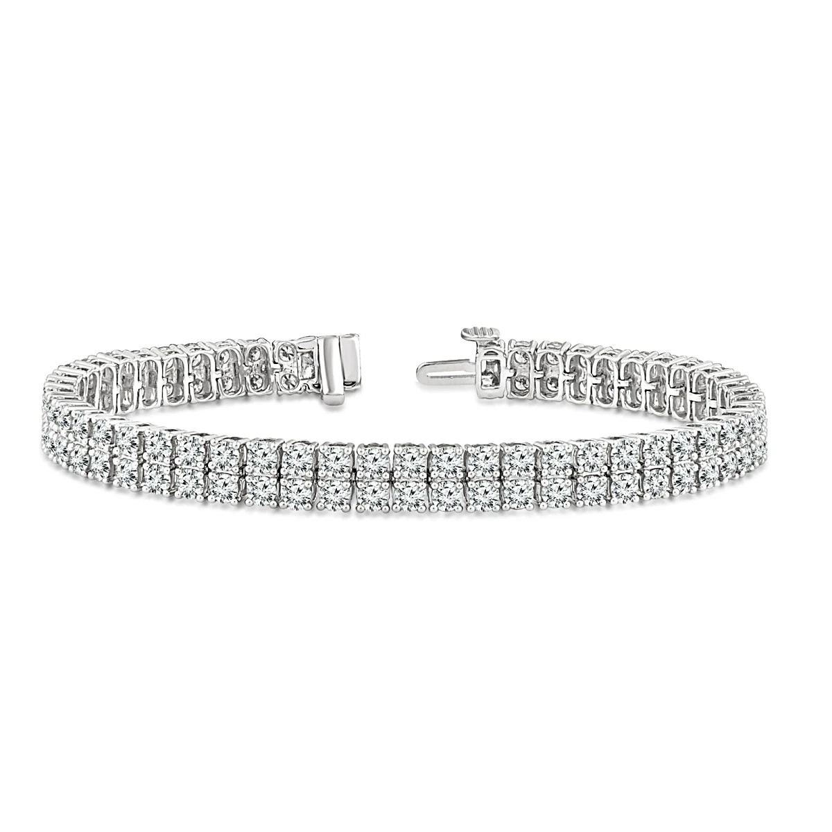 Multi-row White Diamond Tennis Bracelet In 14k White Gold | Elegant ...