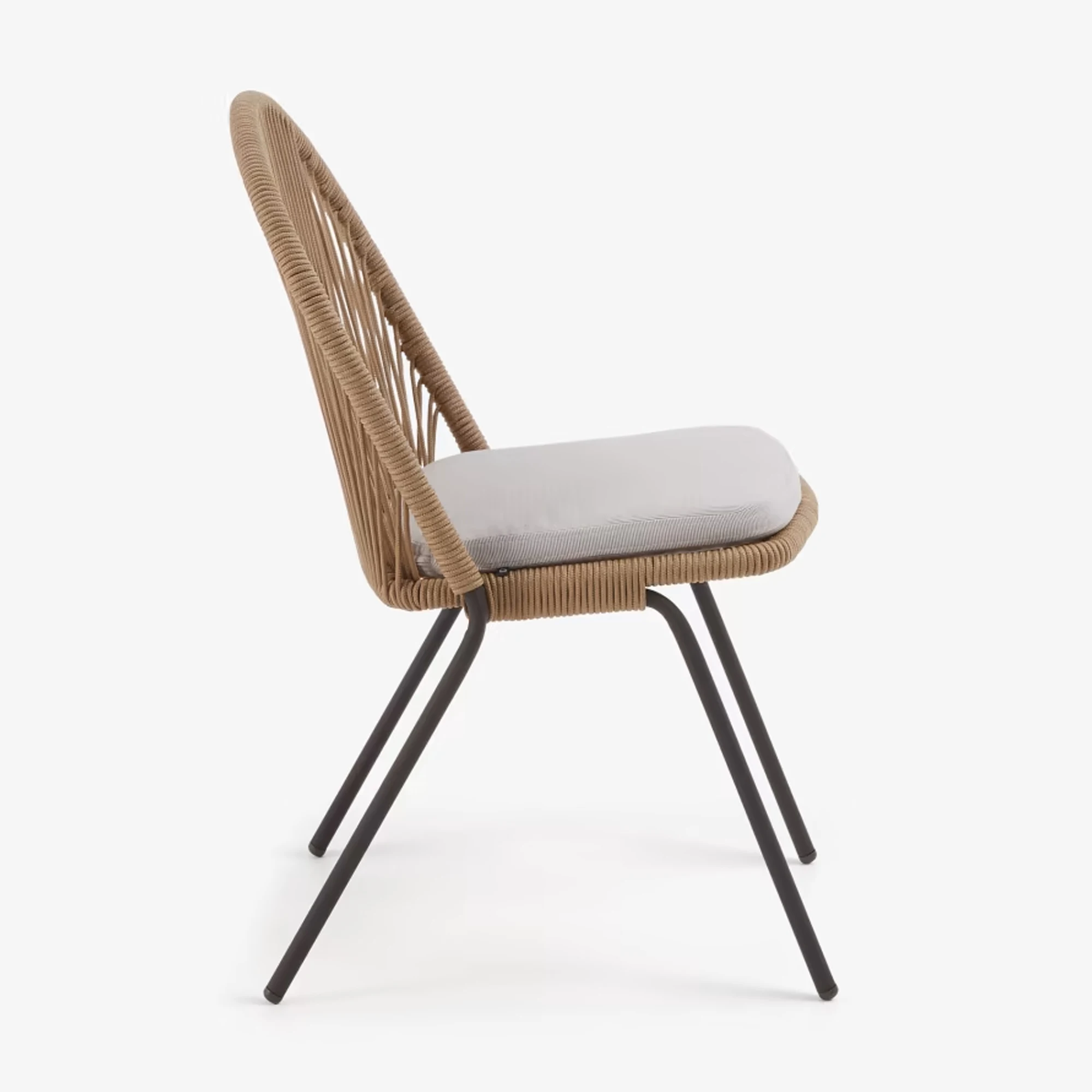 Outdoor Modern Dining Armchair Aluminum With Rope And Cushion Elmira