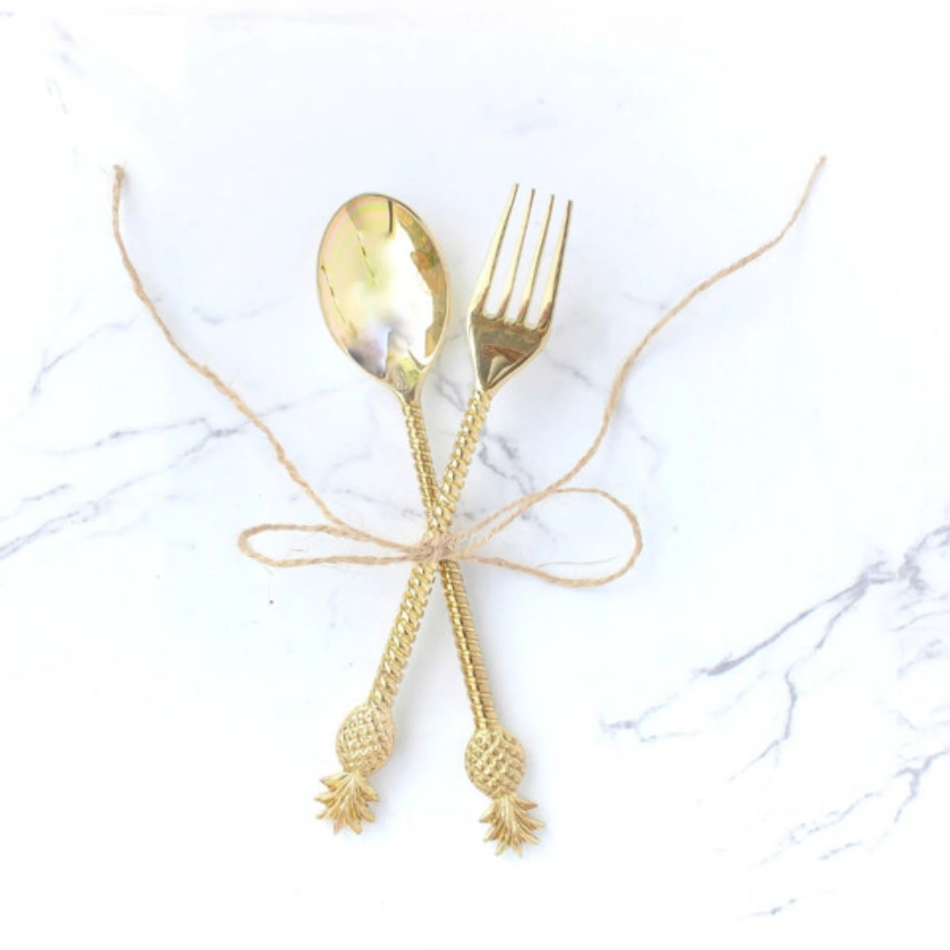 Modern Brass Flatware Cutlery Set With Twisted Handle For Home