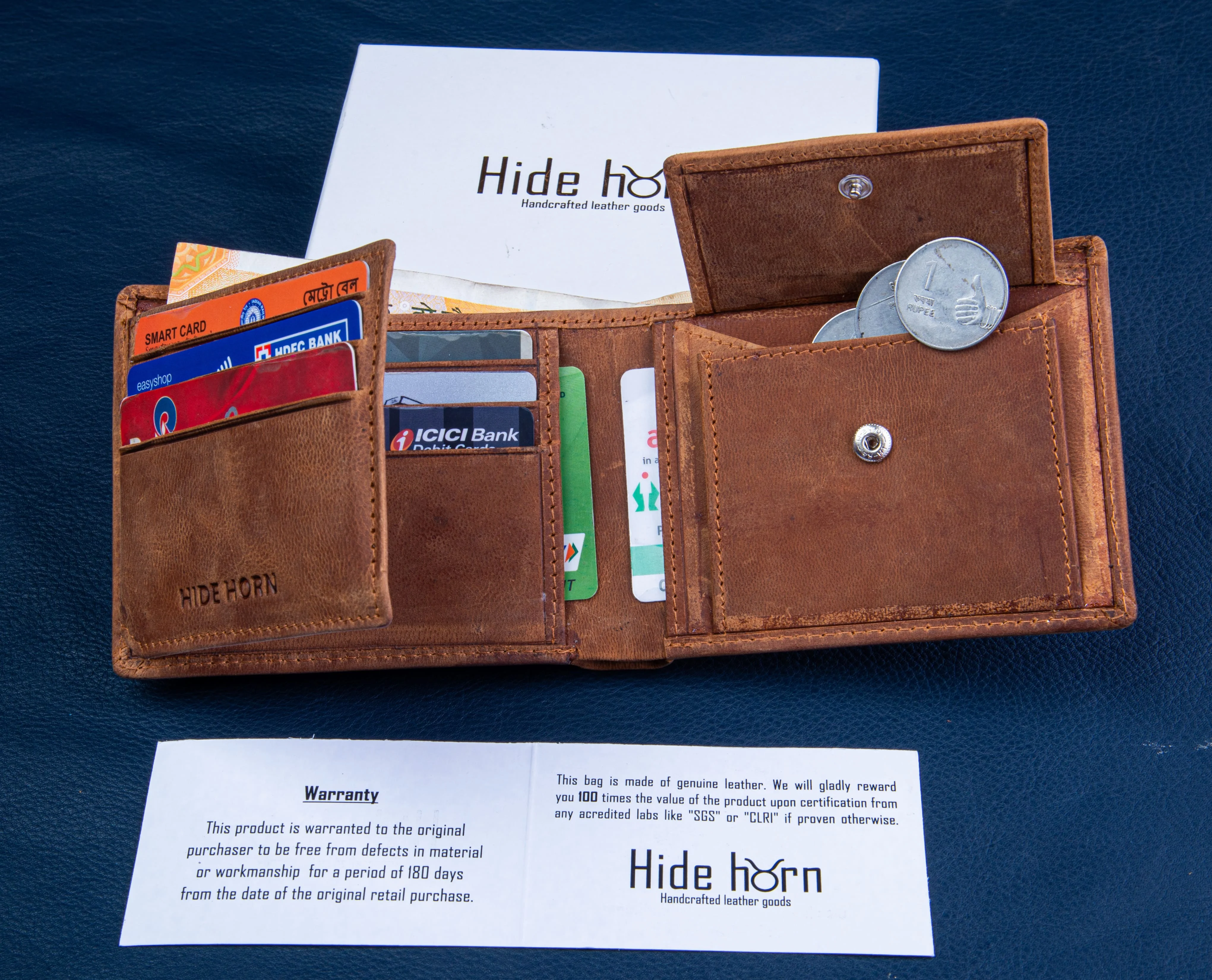 Hot Selling Bifold Vintage Tan Genuine Leather Men's Rfid Protected