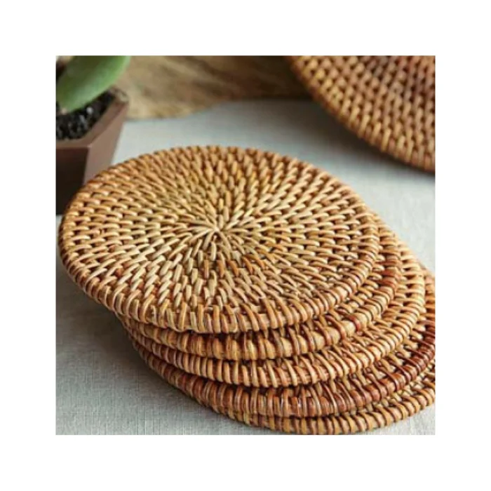 Straw Rattan Plate Durable Woven Round Serving Tray Decor Mat Eco