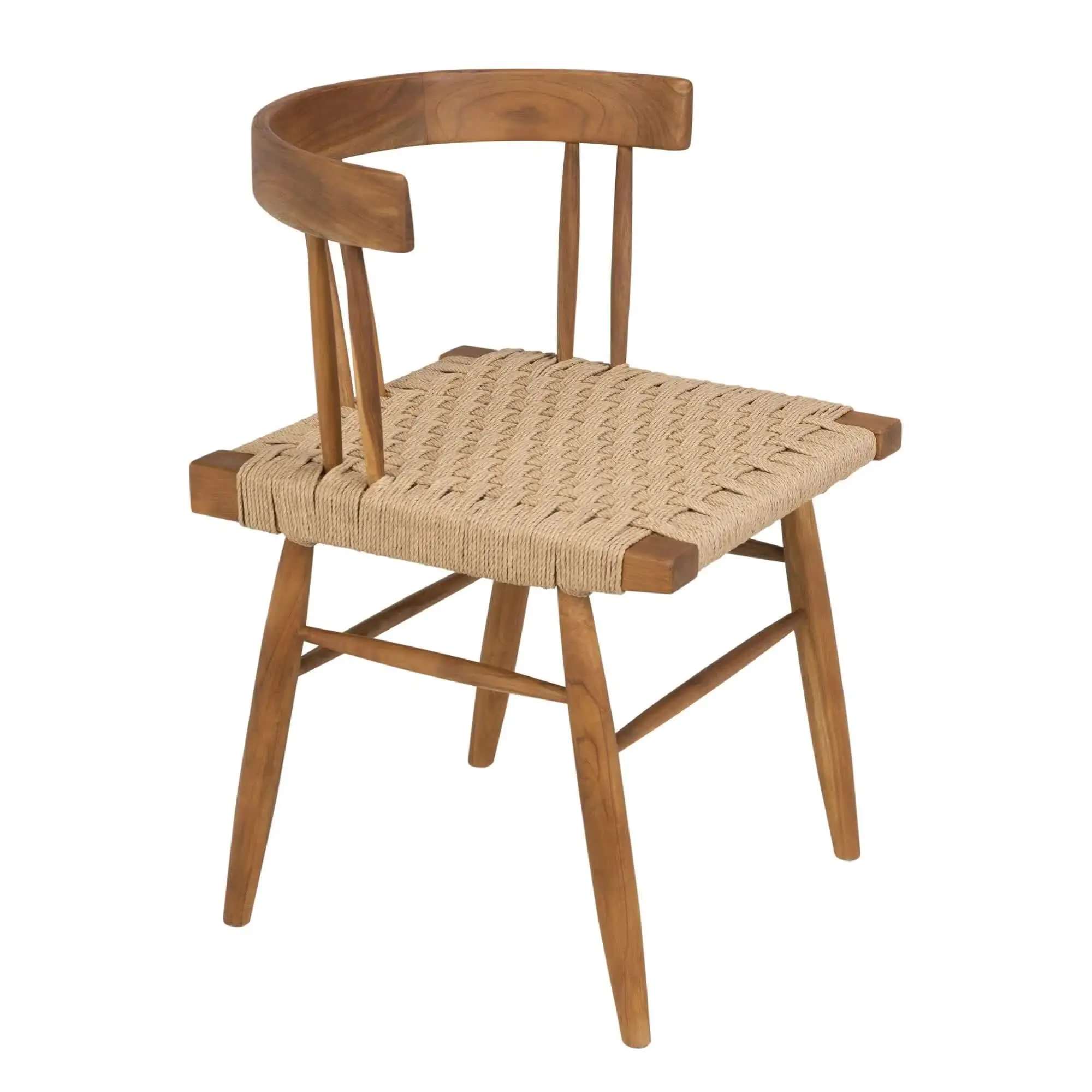 Suysa Solid Teak Wood Dining Chair With Synthetic Rattan Wicker Seat