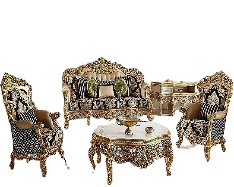 Classic Luxury Interiors 5 Seater 3+1+1 Teak Wood Sofa Set With Center