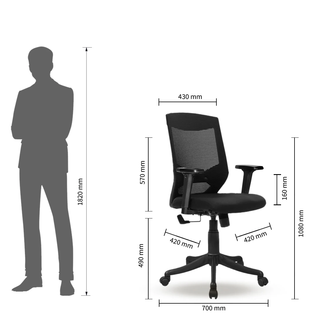 Top Quality Office Chair Workstation Desk Yuva Medium Back Mesh Fixed