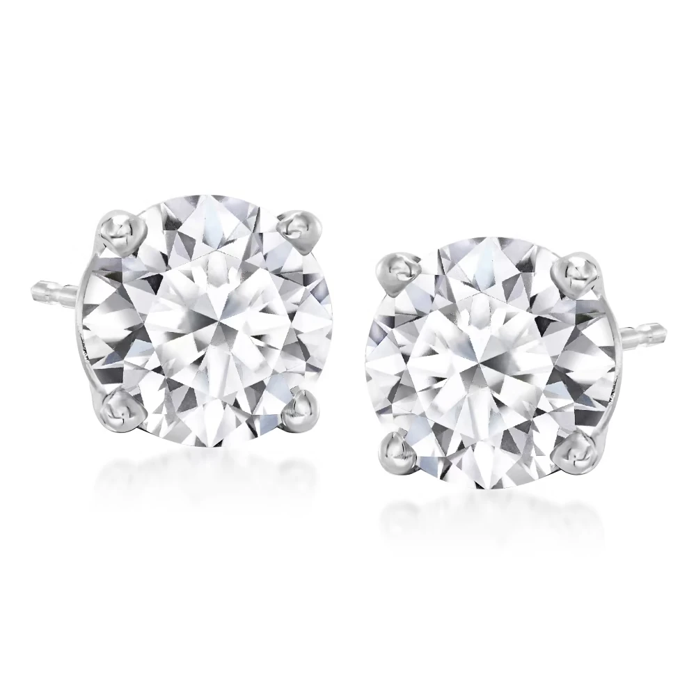 Platinum Stud Earrings Adorned With Lab-created Diamonds | Exquisite ...