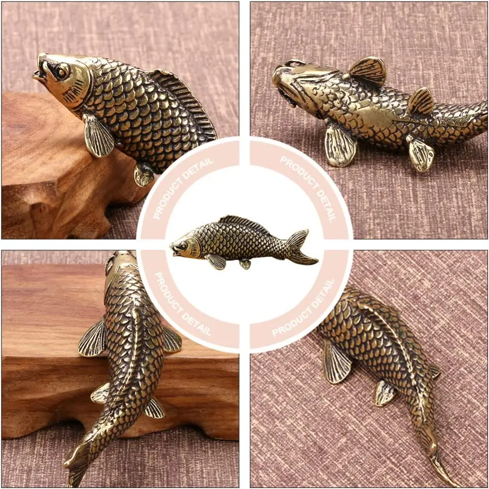 Chinese Feng Shui Fish Statue Figurine Brass Arowana Golden Fish Wealth