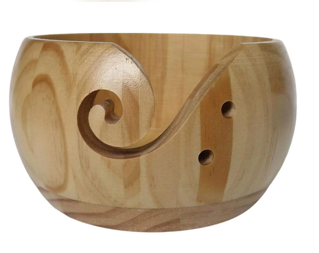 Bamboo Yarn Bowl,Handmade Wooden Yarn Storage Bowl With Holes,Knitting