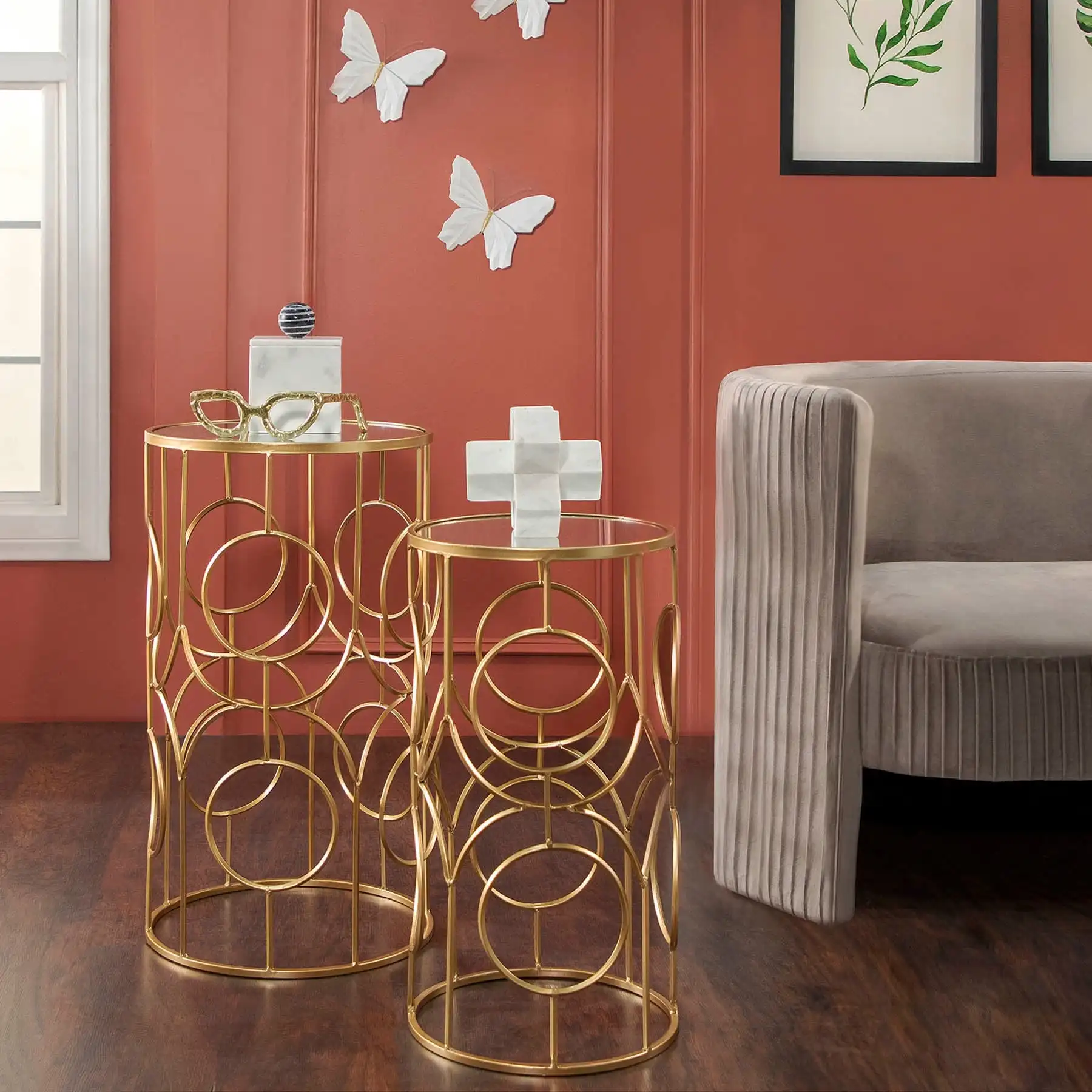 Metal Gold Eye Glasses Sculpture Tabletop Decorative Minimalist Design