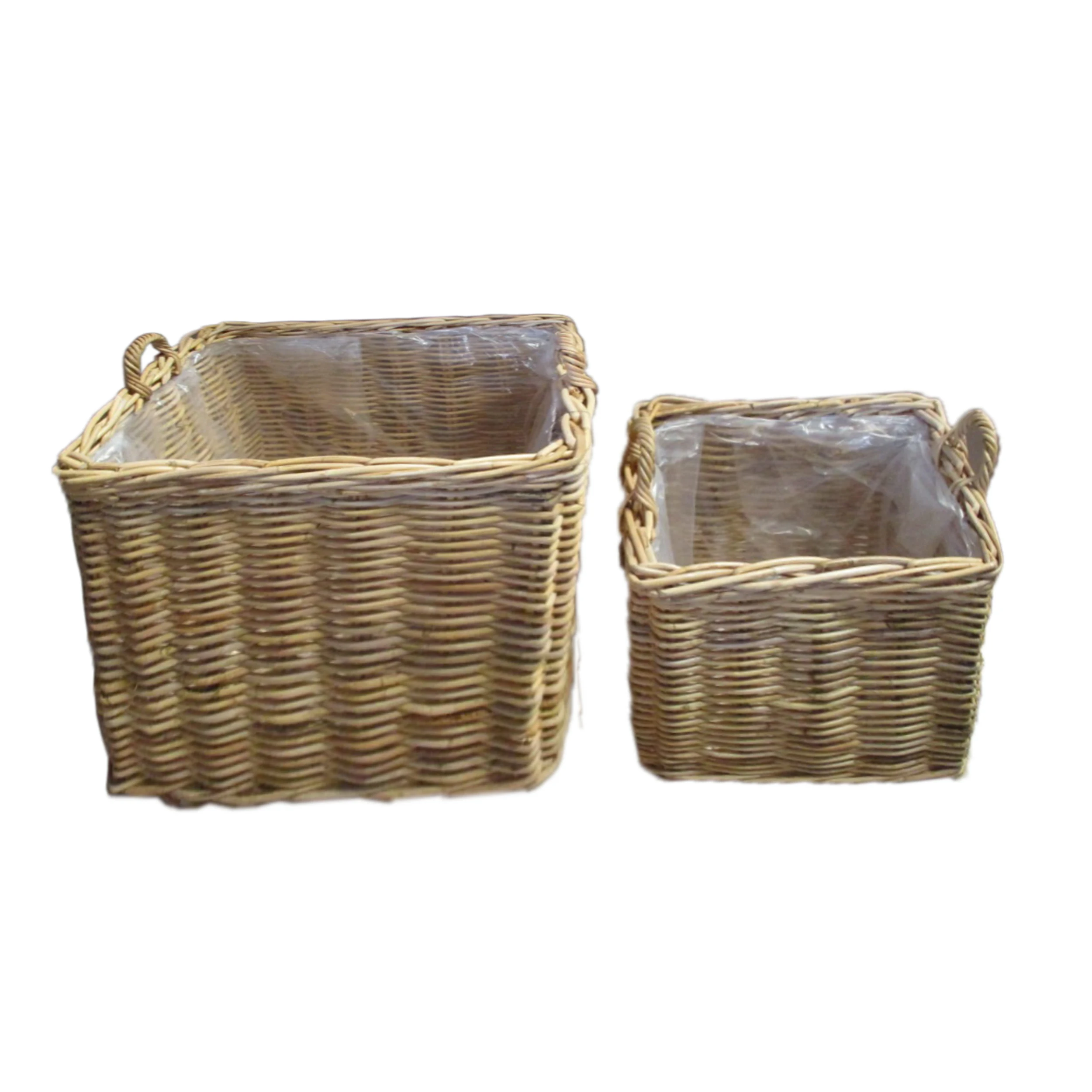 Cheap Price Hand Made Woven Rattan Wicker Sets Of 2 Round Basket For