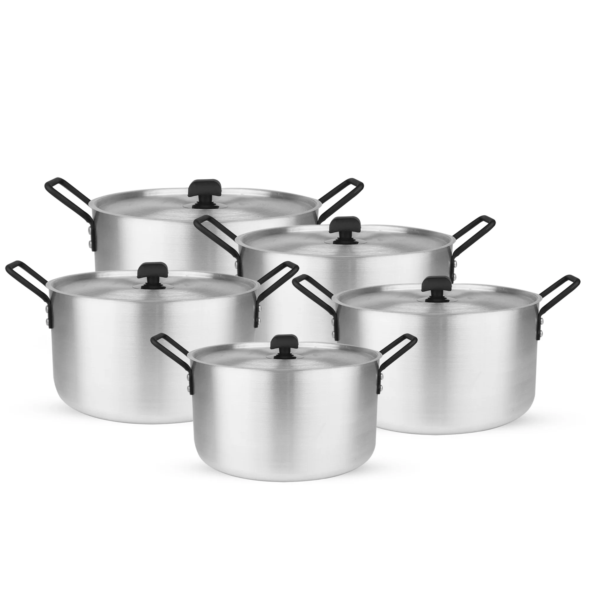 Chef Cookware Stock Pots 3 Pcs Set Large Aluminum Cooking Pot / East