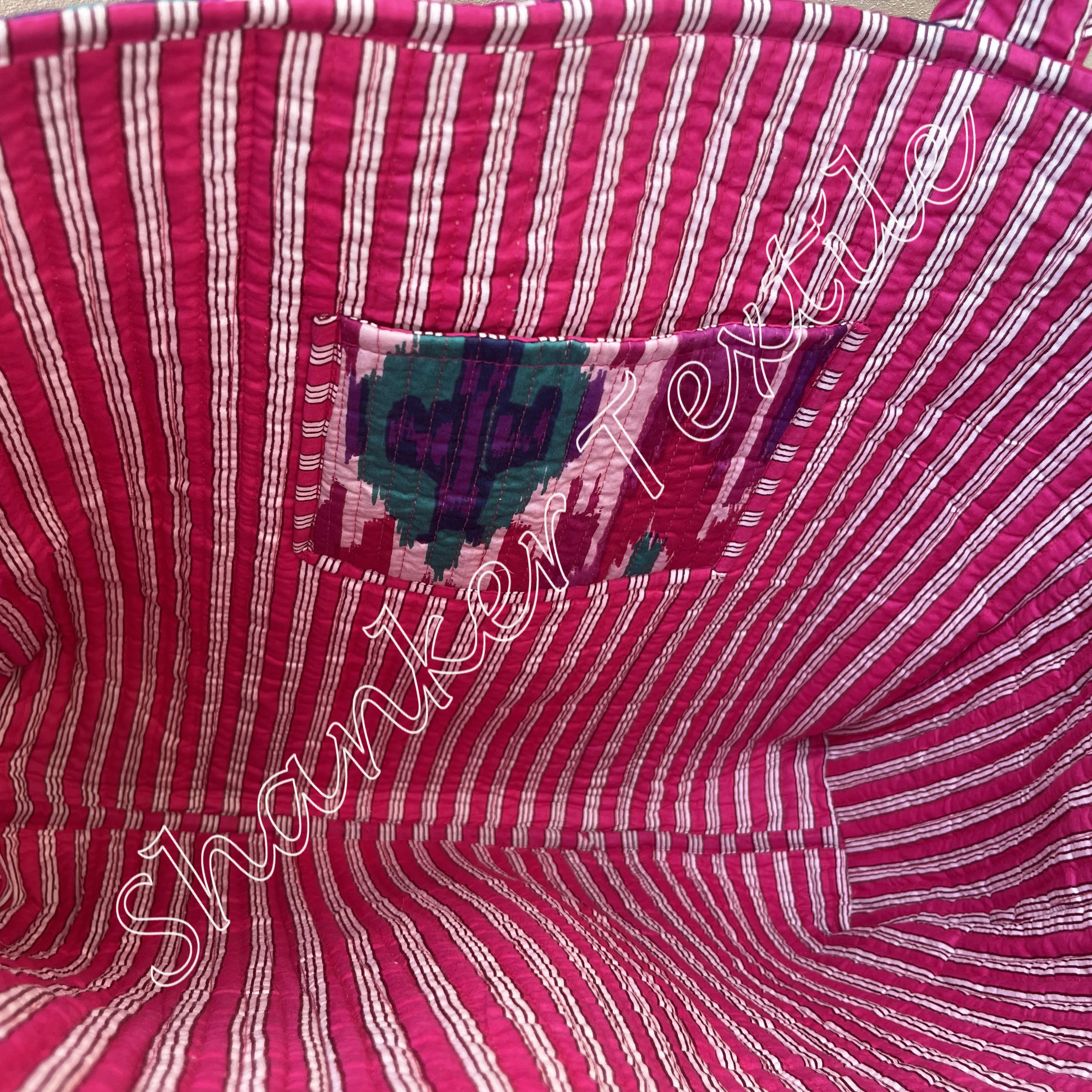 Red - Handcrafted Quilted Sanganeri Block Printed Fabric Tote Bag by Chhoti Si Asha 152