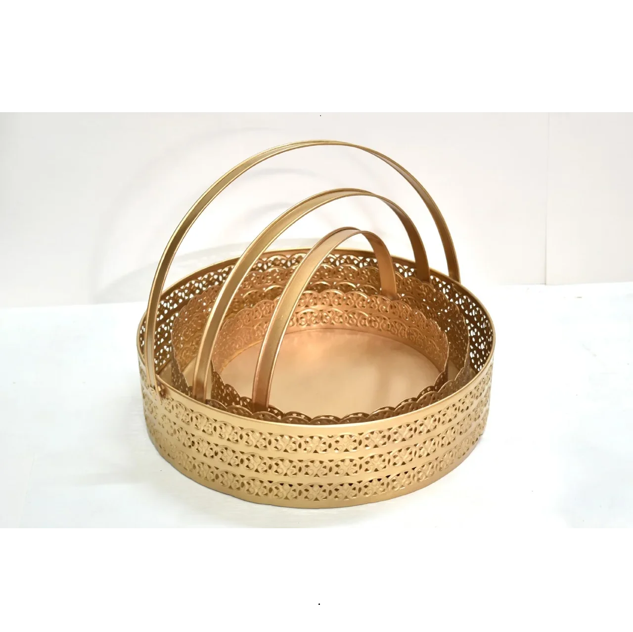 Metal Mesh Wire Basket Indian Multifunction Gift Hamper Wedding Basket Golden Metal Wire Basket