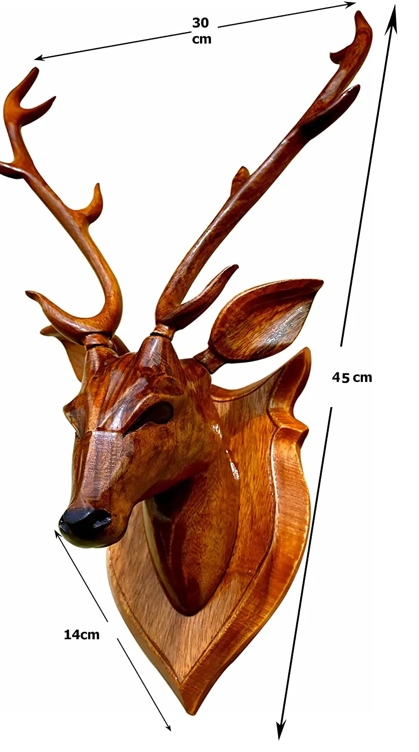 Indoor Decoration Wooden Animal Sculpture Wall Mounted Showpiece