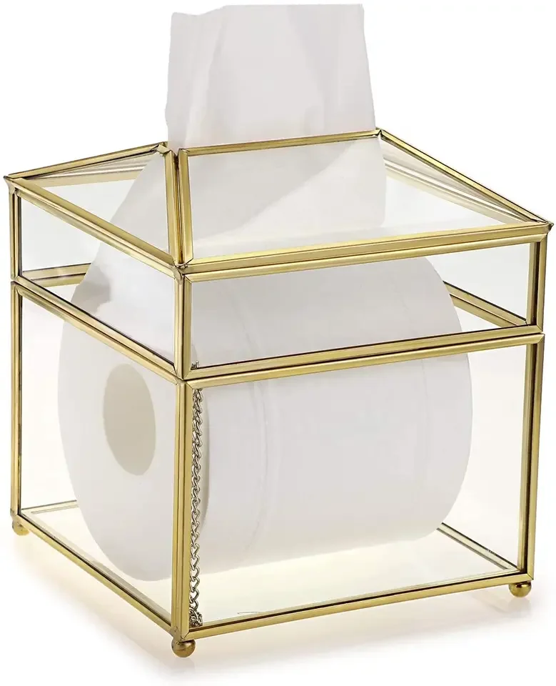 Rectangular Clear Glass Paper Tissue Box Decorative Glass Napkin Storage Box Facial Tissue