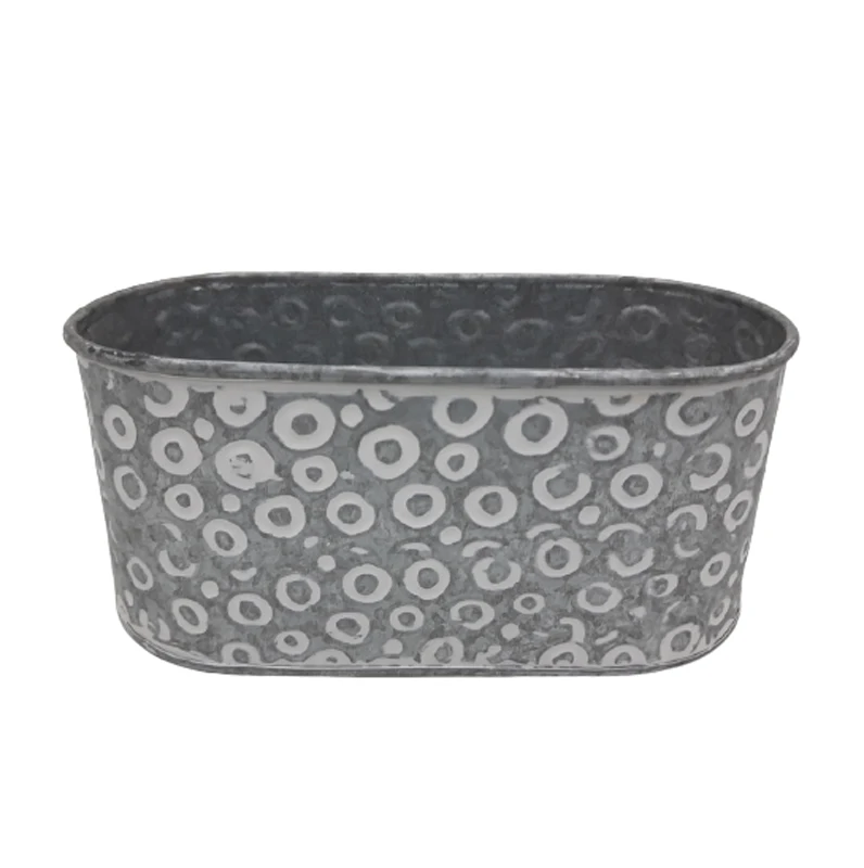 Best Choice Metal Oval Tub Planter Oxodise With White Antique Small Pot ...