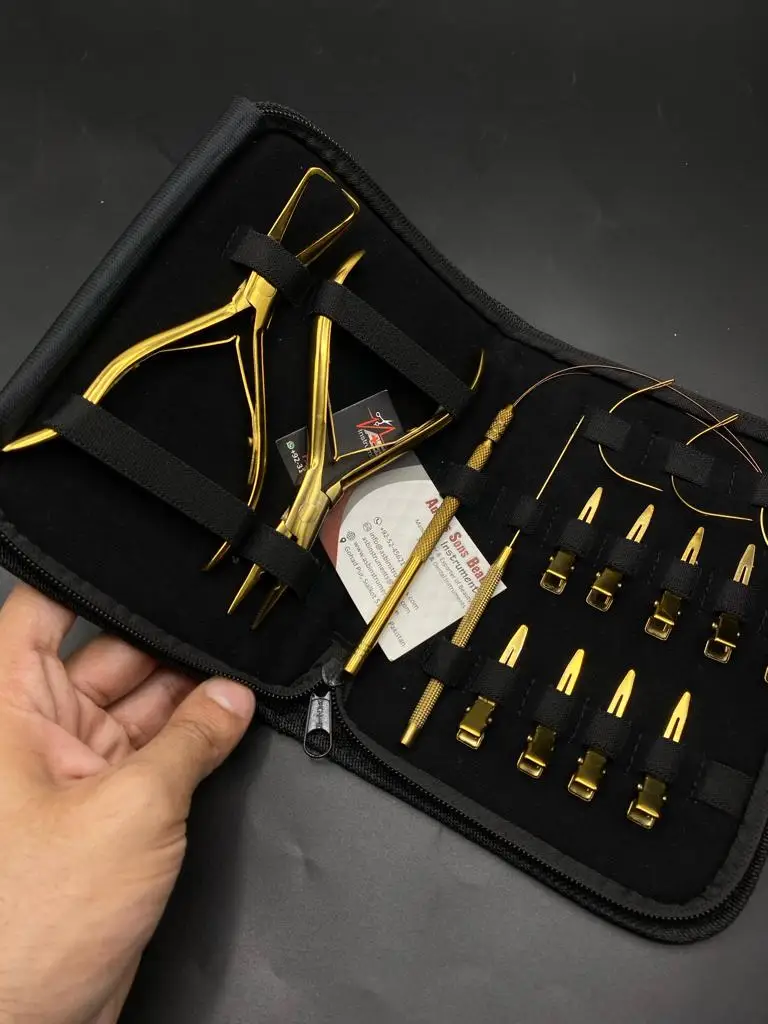 Gold Hair Extension Tools Kit Set Including Micro Link Silicon Beads
