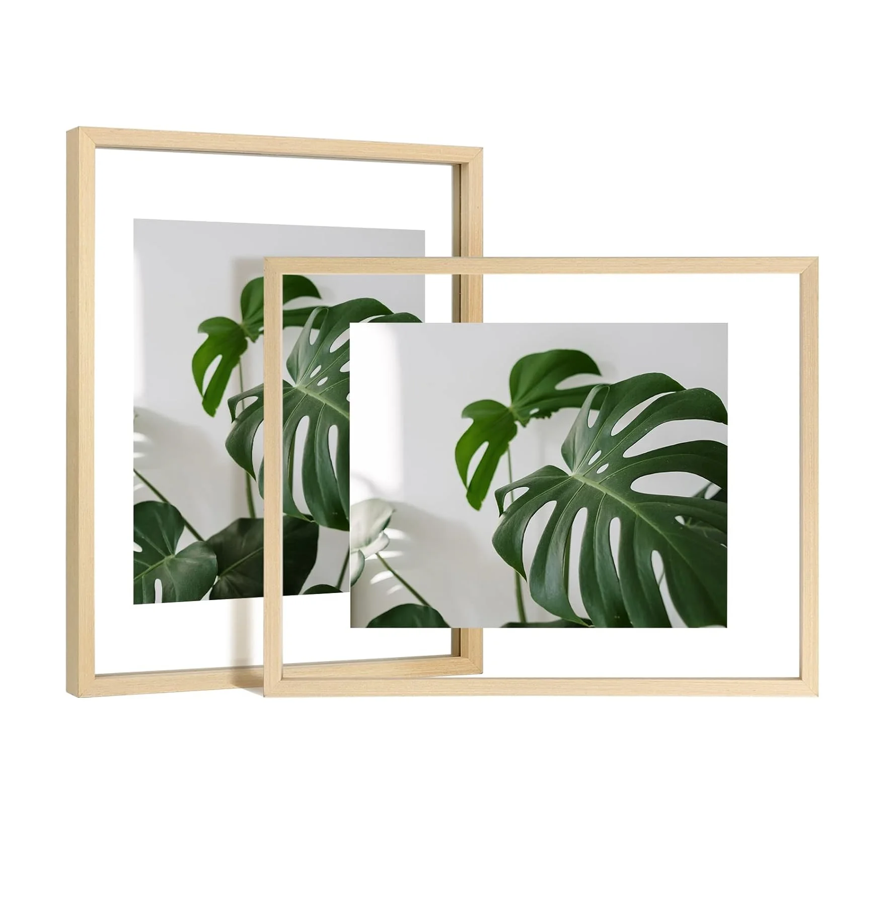 11x14 Floating Frames Set Of 2 Double Glass Picture Frame Made Of Solid