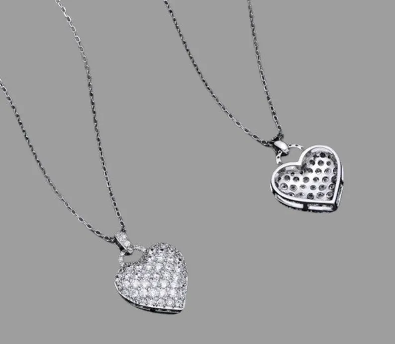 925 sterling silver moissanite heart shape pendant