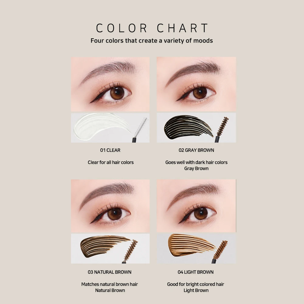 Ibim Micro Slim Brow Mascara Clear/grey Brown/natural Brown Made In