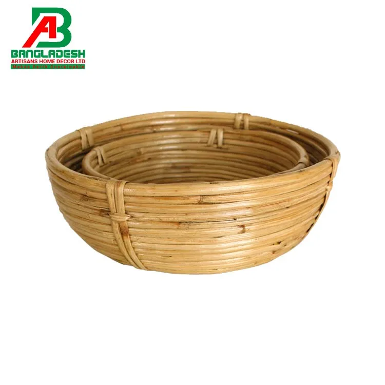 Woven Round Rattan Fruits Storage Basket Rattan Basket Small Woven
