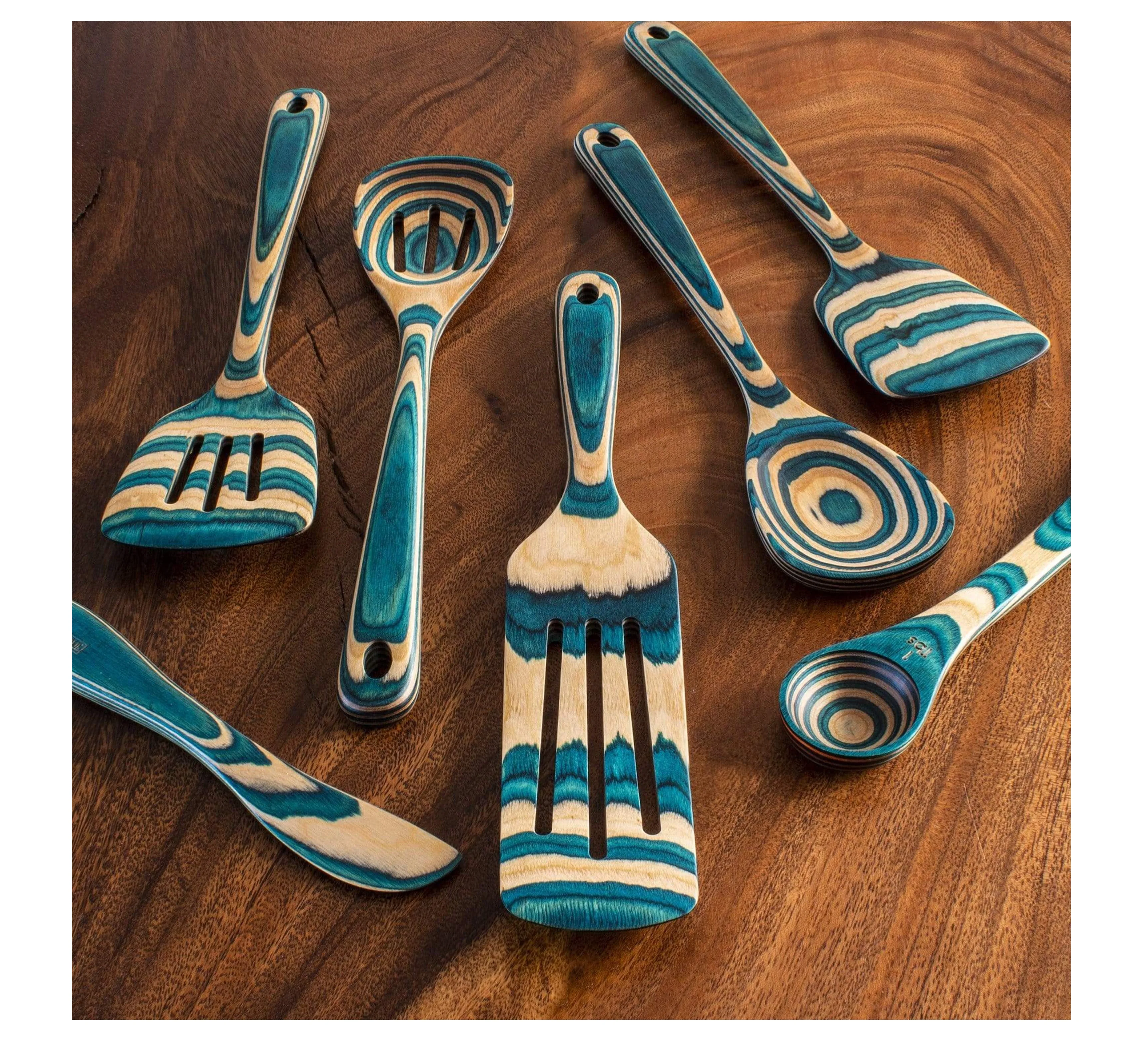 Premium Wood Kitchen Utensil Set Mirha Colored Birch Utensils Totally Bamboo 3 Handmade Spoon ...