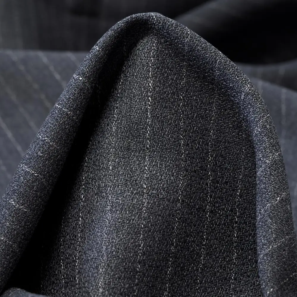 Sustainable Fashion Luxury 100 Fine Wool Fabric For Suits. Pinstripe