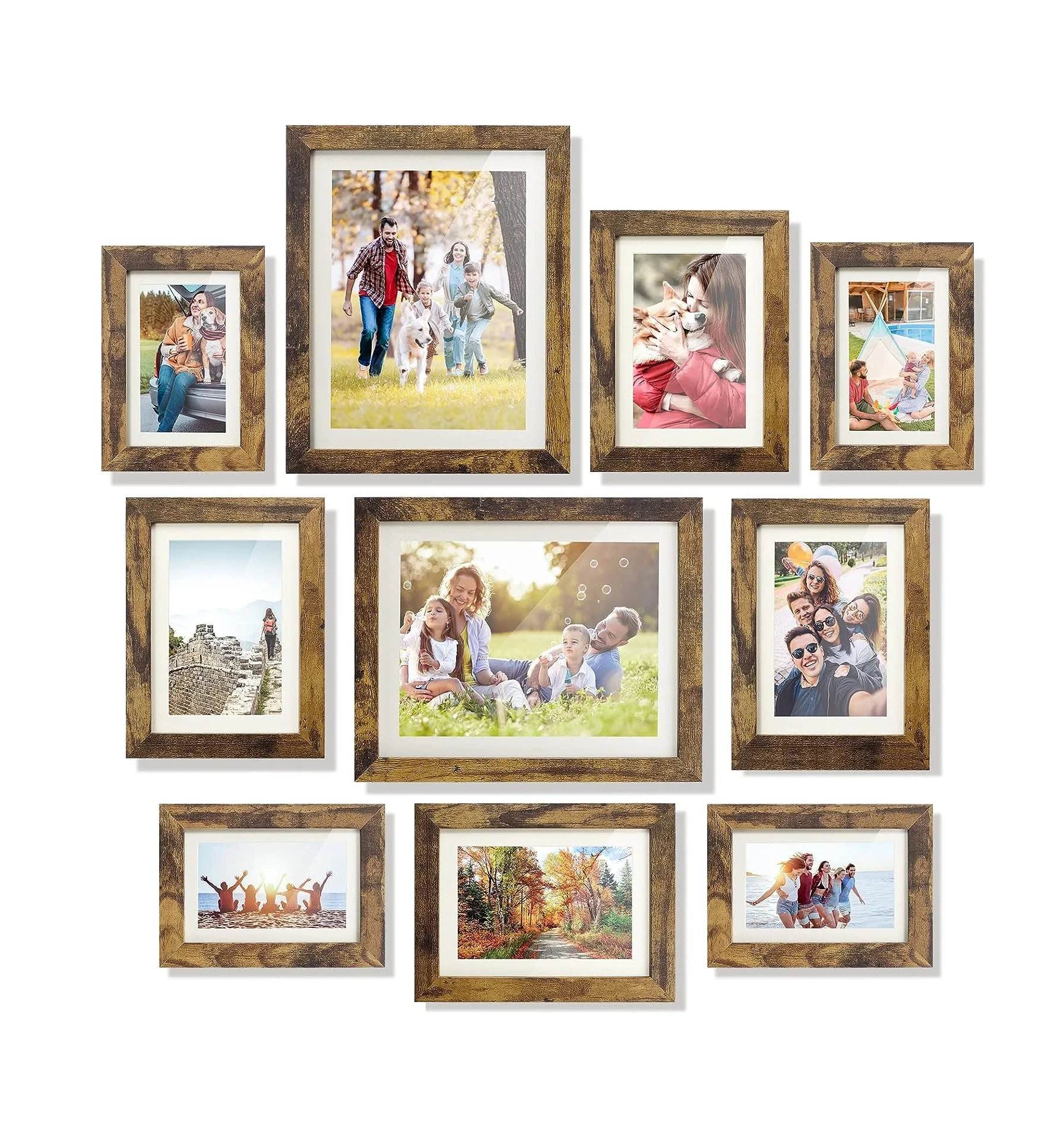 Picture Frames Set Of 10,Wood Picture Frame With Mat And Hd Glass