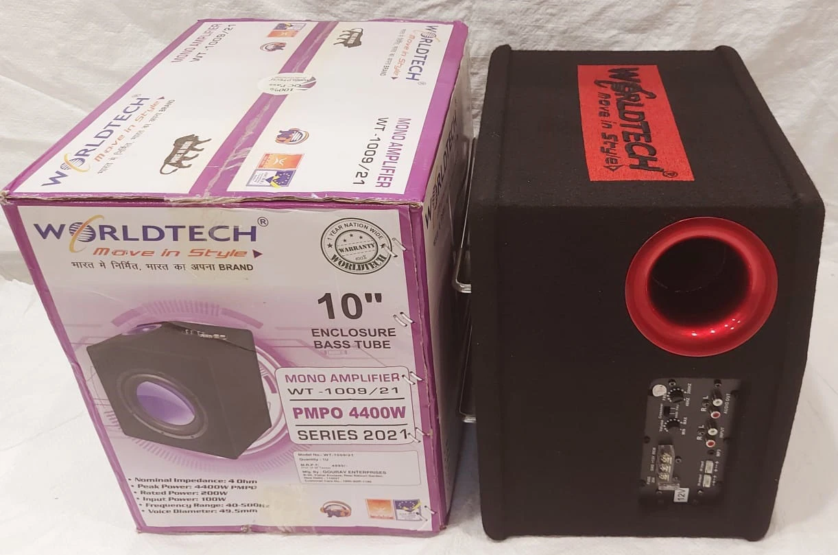 Worldtech Mono 10 인치 인클로저 블루투스 연결 고품질 사운드 무선 앰프 베이스 Wt1009 Pmpo 4000w