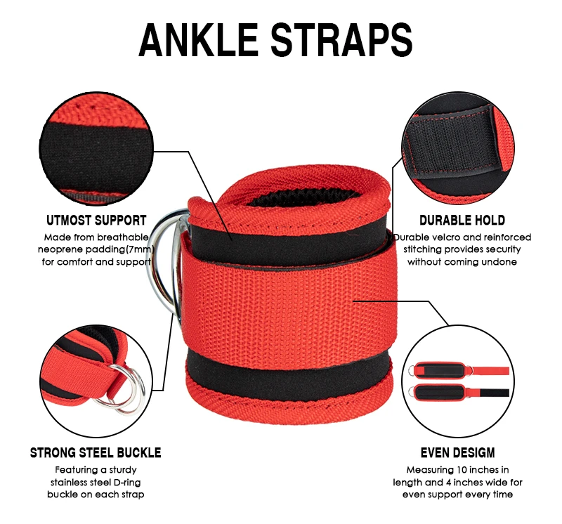 Adjustable Ankle Gym Straps For Cable Machines Neoprene Gym Fitness