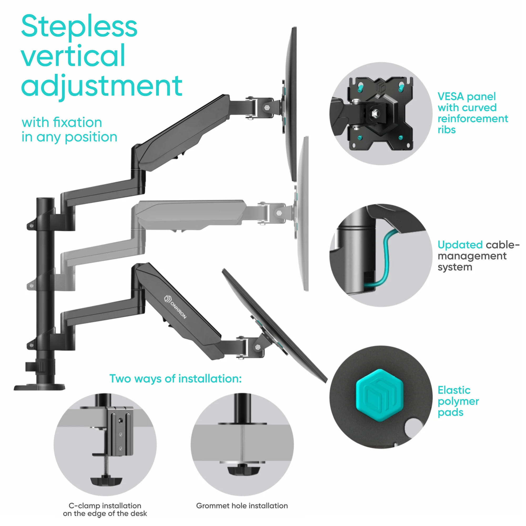 Onkron Dual Monitor Desk Mount For 13" 32 Lcd Led Oled Computer