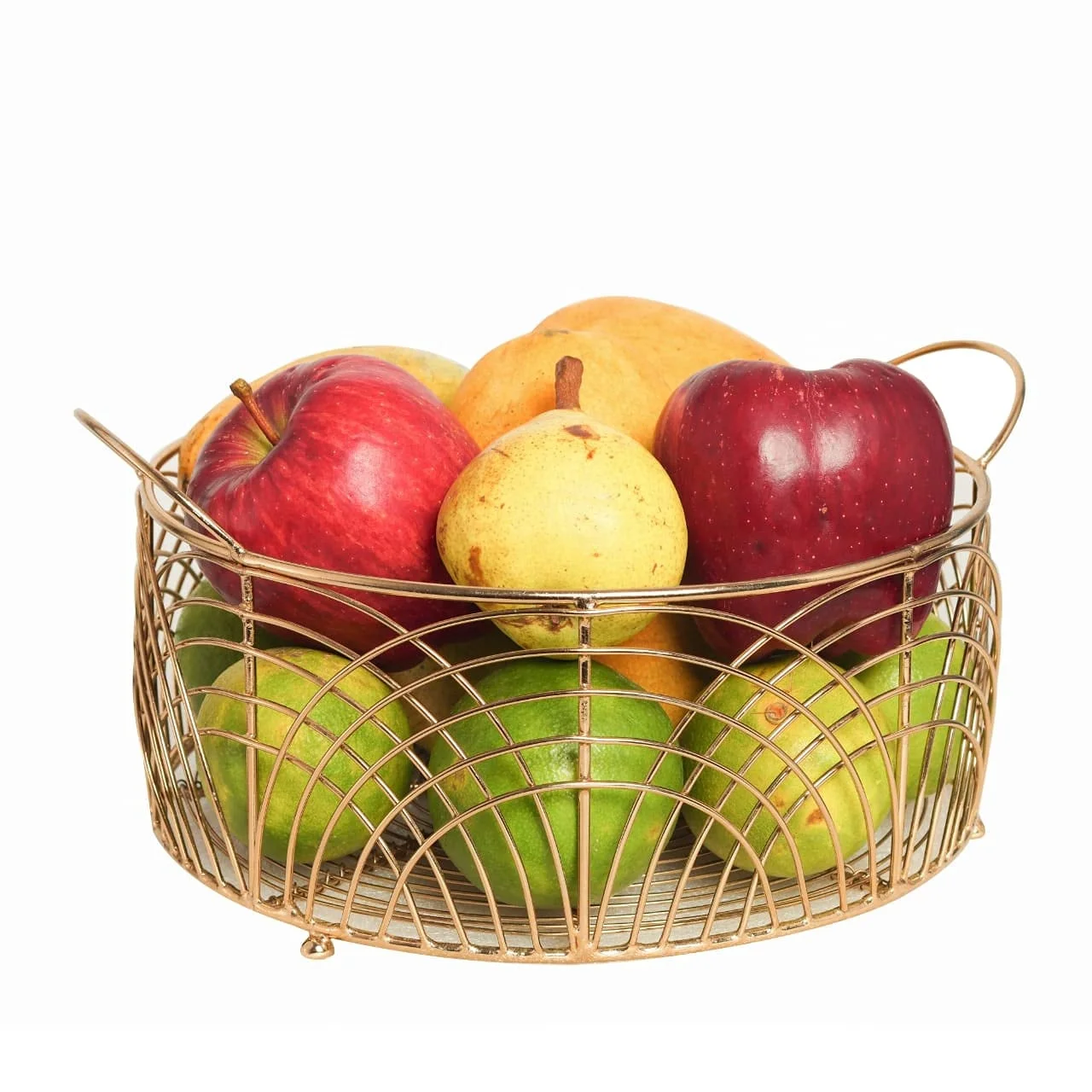 Fruit Vegetable Basket Glossy Shade Tableware Gold Large Size Wire