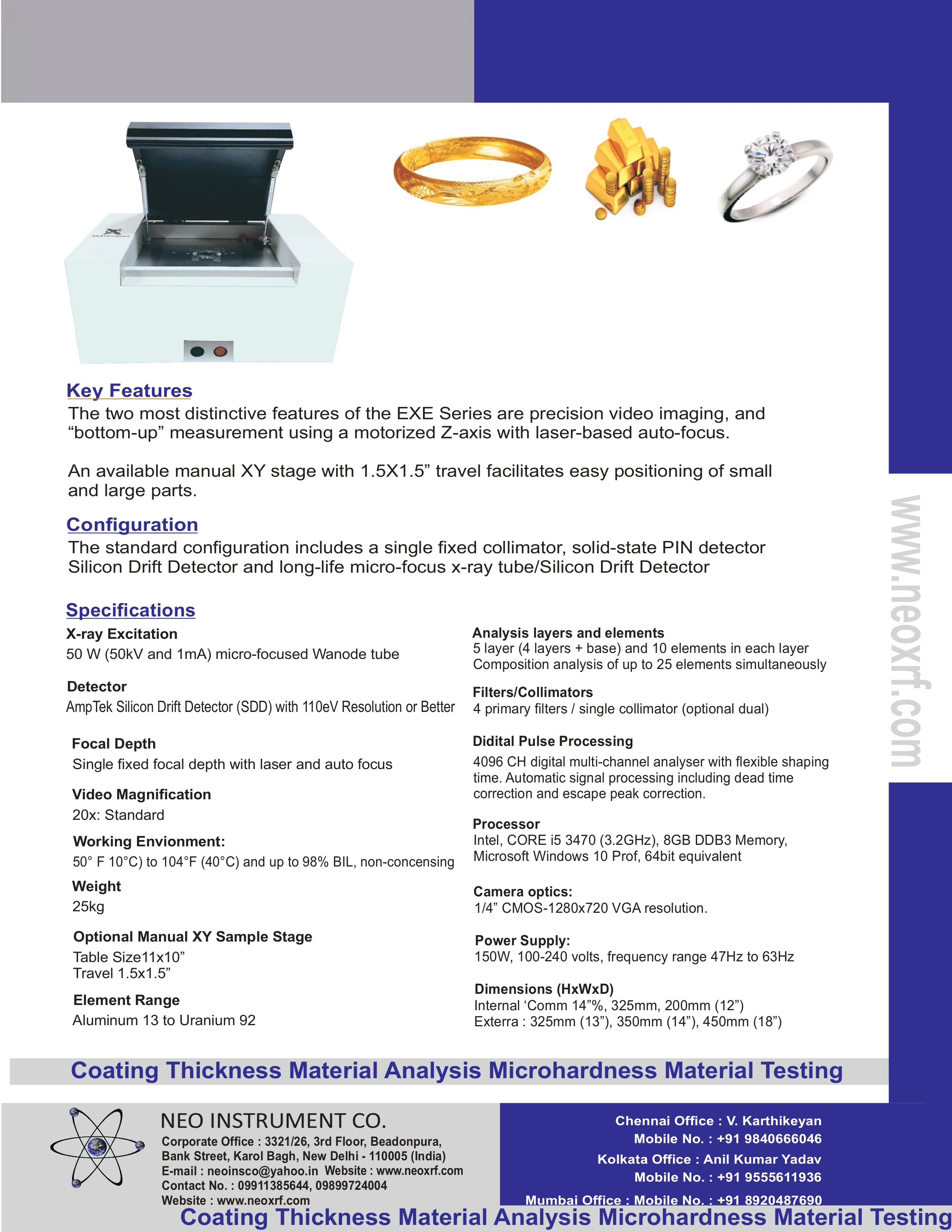 Sdd Gold Testing Analyzer Instrument Xray Fluorescence Spectrometer