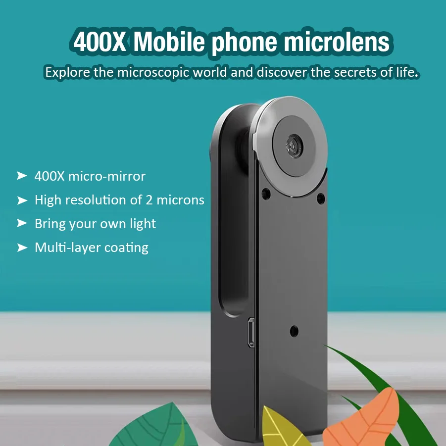 400x Mini Mobile Phone Microscope Supply Macro Lens Mobile Universal Usb Rechargeable Led For