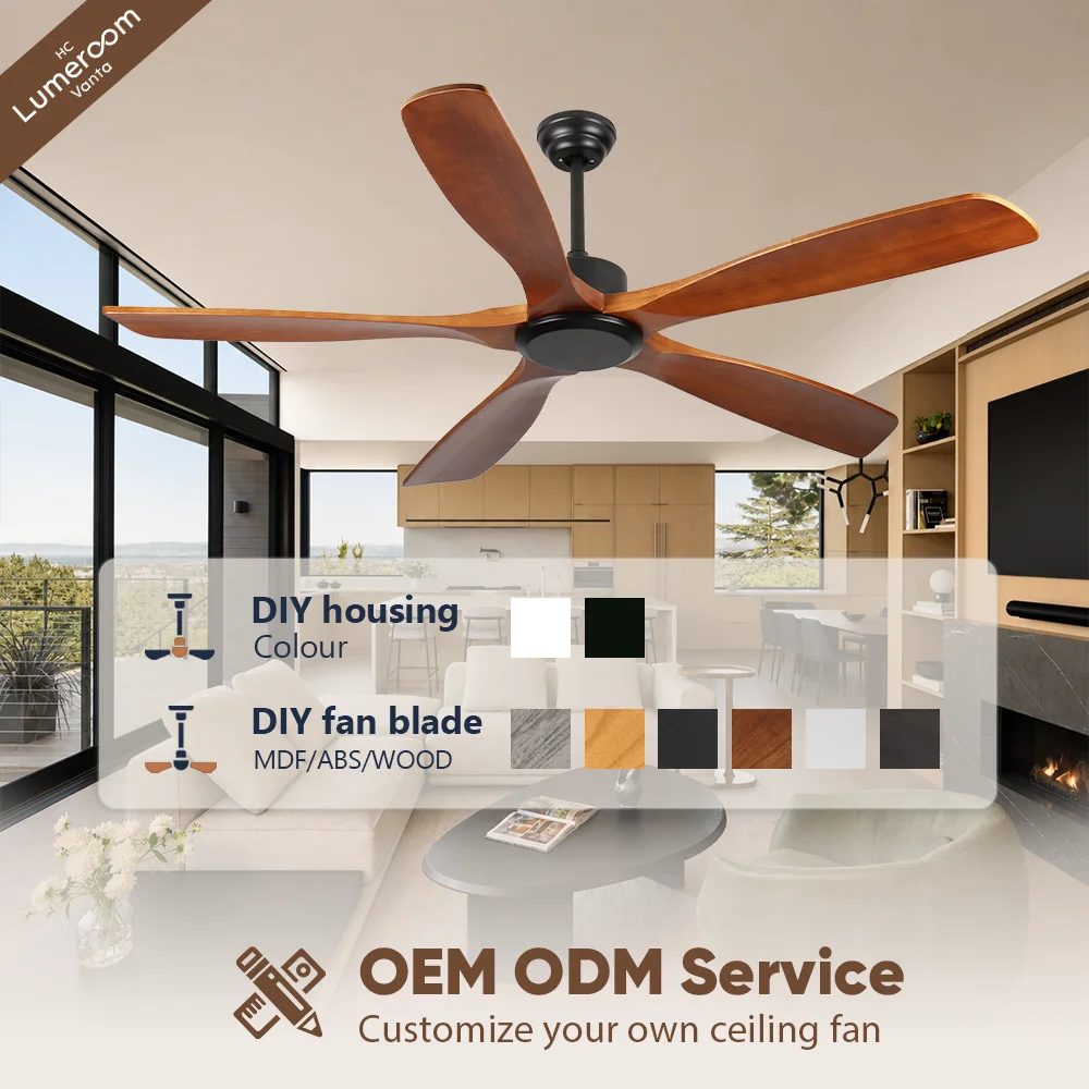Ceiling Fan, 50 W, Solid Wood + Metal - detail 6