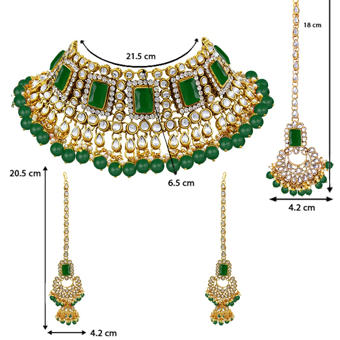 Aheli Traditional Faux Kundan Choker Necklace Earrings Maang Tikka Set