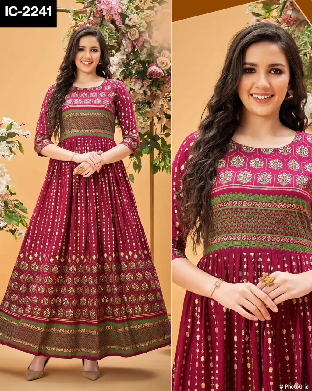 Indian Ethnic Wear Heavy Rayon Anarkali Style Kurtis With Hit Print And ...