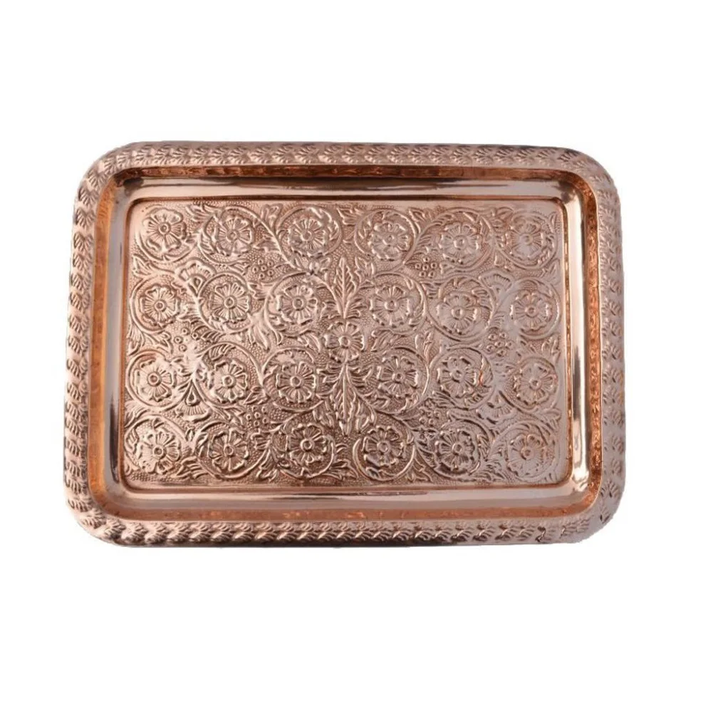 Traditional Design Copper Serving Tray Superior Quality Handmade