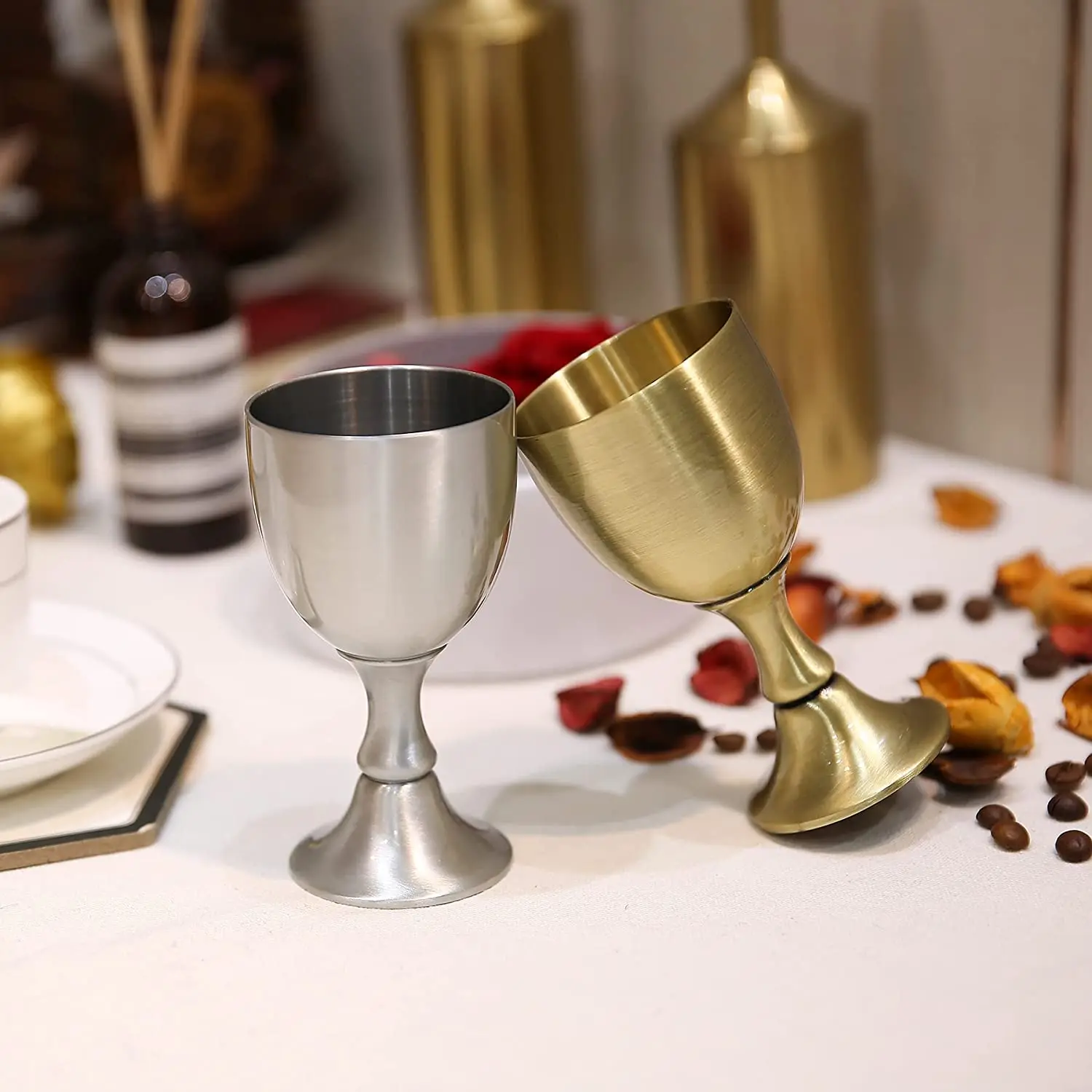 Ciborium Cross With Gold Finished Chalice With Paten For Church Gold