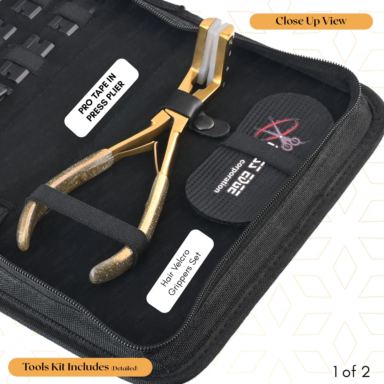 Pro Tape In Gold Hair Extension Pressing Pliers,Hair Grippers Set,Tape