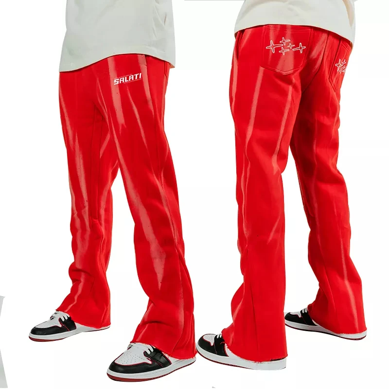 Custom Mens Flare Sweat Pants Long Trousers Flare Streetwear Pants