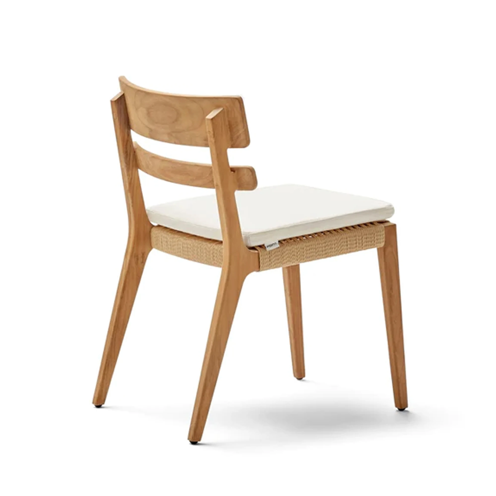 Outdoor Dining Chair Natural Teak With Modern Rope And Cushion Talia